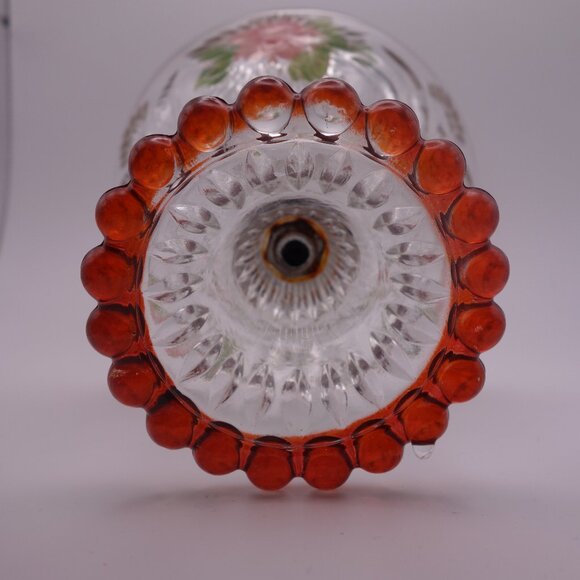 Vintage Pedestal Bowl with Flower Decoration - Picture 11 of 12